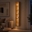 Ver imagem 7 de Cristaleira Armário Suspenso LED 1 Porta Vidro Reflecta 5 Prateleiras Sala de Jantar Quarto Carvalho