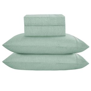 Jogo Cama Lençol Casa Scarpa Alba Casal Padrão Detalhes Plissados Percal 300 Fios 4 Peças - Verde