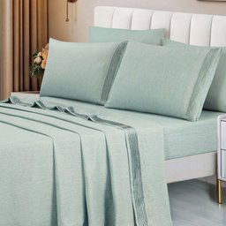 Jogo Cama Lençol Casa Scarpa Alba Casal Padrão Detalhes Plissados Percal 300 Fios 4 Peças - Verde - 3
