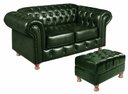 Ver imagem 1 de Kit Sofá Luis XV Chesterfield Namoradeira 2 Lugares + Puff - Couríssimo Verde