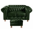 Ver imagem 2 de Kit Sofá Luis XV Chesterfield Namoradeira 2 Lugares + Puff - Couríssimo Verde