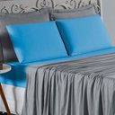 Ver imagem 3 de Jogo de Cama Casal Viúva Nobre 4 Peças Malha 100% Algodão - Cinza / Turquesa