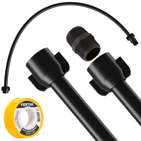 Engate Mangueira Flexível para Descarga 60cm X 1/2" Preto + Fita Veda Rosca