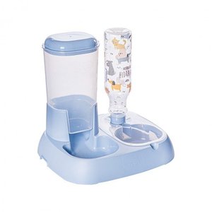 Comedouro e Bebedouro Automático com Garrafa 1L para Pets Cães e Gatos - Wp Connect Azul
