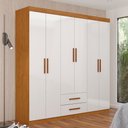 Ver imagem 1 de Guarda-roupa Solteiro Aurora 6 Portas 2 Gavetas Cinamomo/branco - Carioca Móveis