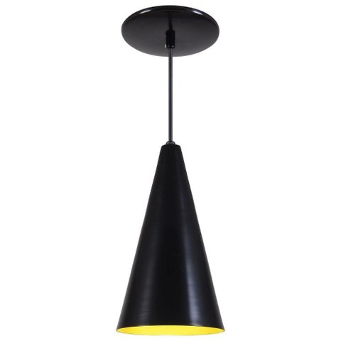 Luminaria Pendente Cone Preto