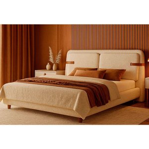 Cama Japonesa com Cabeceira Yun Corea King Boucle Off White - Sallar Home