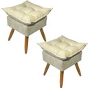 Ver imagem 1 de Kit 2 Puff Decorativo Quadrado para Sala Quarto Penteadeira Recepção Alice Pé Palito Castanho Suede