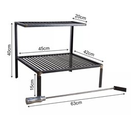 Kit Grelha Rústica 66cm Barra Chata em Aço e Firebox para Alvenaria - 2