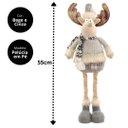 Ver imagem 4 de Rena Decorativa Perna Comprida Pelúcia Bege e Cinza Luxo 50cm Cachecol Crochê - Bela Flor