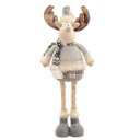 Ver imagem 1 de Rena Decorativa Perna Comprida Pelúcia Bege e Cinza Luxo 50cm Cachecol Crochê - Bela Flor