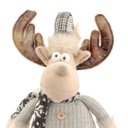 Ver imagem 3 de Rena Decorativa Perna Comprida Pelúcia Bege e Cinza Luxo 50cm Cachecol Crochê - Bela Flor