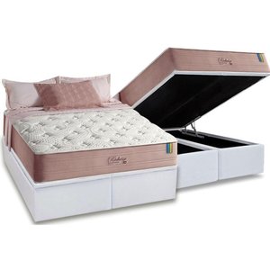 Cama Box Baú King: Colchão Molas Anjos MasterPocket Ensacadas Richesse + Base CRC Courano White(193x
