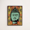 Ver imagem 1 de Quadro Decorativo Cabeça Buda 24x18cm:Madeira preta