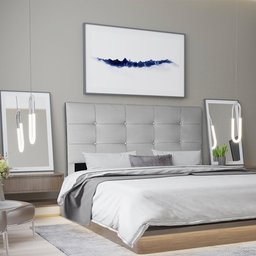 Cabeceira Roma Casal Estofada 140cm Corino Cinza - 2