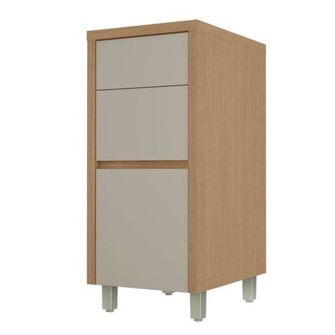 Balcão 3 Gavetas Condessa 40cm 100% MDF Cinza/Carvalho Greige