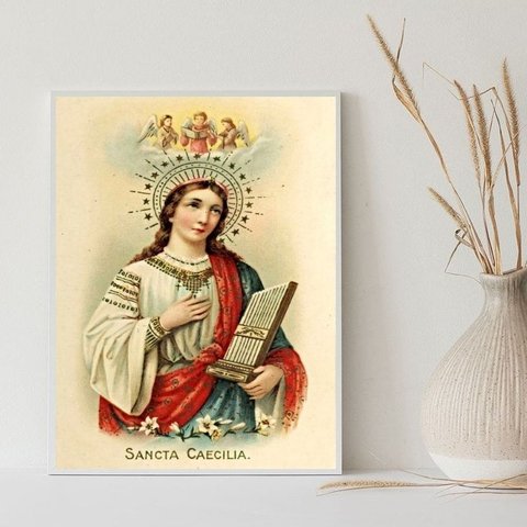 Quadro Decorativo Santa Cecília 45x34cm:madeira Branca