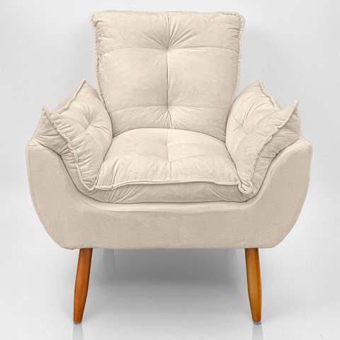 Cadeira Poltrona Opala para Sala Opala Recepção Quarto Confortável Reforçada Premium:bege