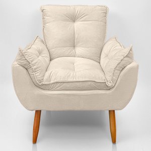 Cadeira Poltrona Opala para Sala Opala Recepção Quarto Confortável Reforçada Premium:bege