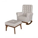 Ver imagem 1 de Cadeira Poltrona de Amamentação e Balanço C- Puff Veludo Off White - Lahome Decor