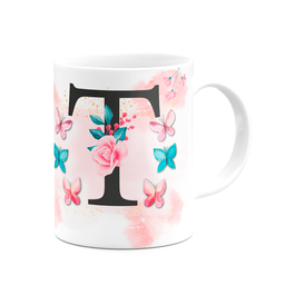 Caneca Butterfly - Inicial do Nome Letra T - 325ml - 2