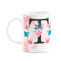 Caneca Butterfly - Inicial do Nome Letra T - 325ml - 1