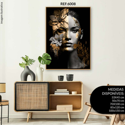 Quadro Decorativo Mulheres Flores Dourada - 1