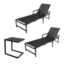 Ver imagem 1 de Kit com Duas Espreguiçadeiras de Piscina + Mesa Lateral Material para Área Externa