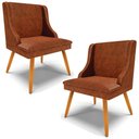 Ver imagem 1 de Kit 2 Cadeiras Decorativas Sala de Jantar Pés Palito de Madeira Firenze Pu Nozes/natural G19 - Gran
