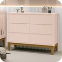 Ver imagem 2 de Cômoda Infantil 6 Gavetas Classic Pés Madeira:rosa