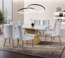 Ver imagem 1 de Sala de Jantar Moderna Base Pirâmide 8 cadeiras 1,50x1,50m - Elite - Requinte Salas
