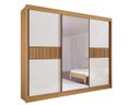 Ver imagem 1 de Guarda Roupa Casal com Espelho 3 Portas 6 Gavetas 100% Mdf Los Angeles Ripado D Doro Móveis - Cinamo