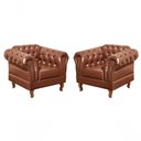 Ver imagem 1 de Conjunto 2 Poltronas Dom Pedro Couro Sintético Caramelo Bella Decor
