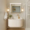 Ver imagem 1 de Gabinete de Banheiro Ripado 100cm Cuba e Espelheira 100% Mdf:branco