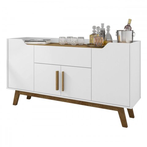 Balcão Buffet Ferentino 4 Portas 1 Gaveta Branco/cinamomo - Pnr Móveis