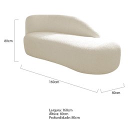 Divã Recamier Curvo Luna 160cm Lado Direito Linho Adj Decor Bege - 3