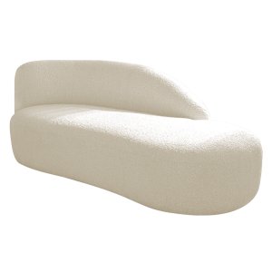 Divã Recamier Curvo Luna 160cm Lado Direito Linho Adj Decor Bege