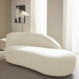 Divã Recamier Curvo Luna 160cm Lado Direito Linho Adj Decor Bege - 2