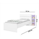 Ver imagem 4 de Kit 2x1 Para Quarto Com Cama de Solteiro Branca com Gaveta 3 Prateleiras e com Cabeceira Baú Interno