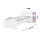 Ver imagem 4 de Kit 2x1 Para Quarto Com Cama de Solteiro Branca com Gaveta 3 Prateleiras e com Cabeceira Baú Interno