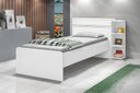 Ver imagem 1 de Kit 2x1 Para Quarto Com Cama de Solteiro Branca com Gaveta 3 Prateleiras e com Cabeceira Baú Interno