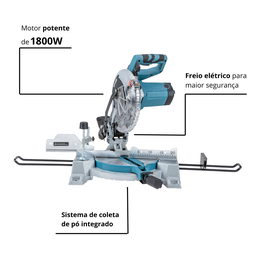Serra Meia Esquadria 10'' 250mm Freio Eletrico 1800w com Disco Wesco Ws7172 - 4