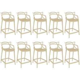 Kit 10 Banquetas Média Allegra 66cm Design Cozinha/bancada - Nude - 1