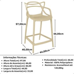 Kit 10 Banquetas Média Allegra 66cm Design Cozinha/bancada - Nude - 6