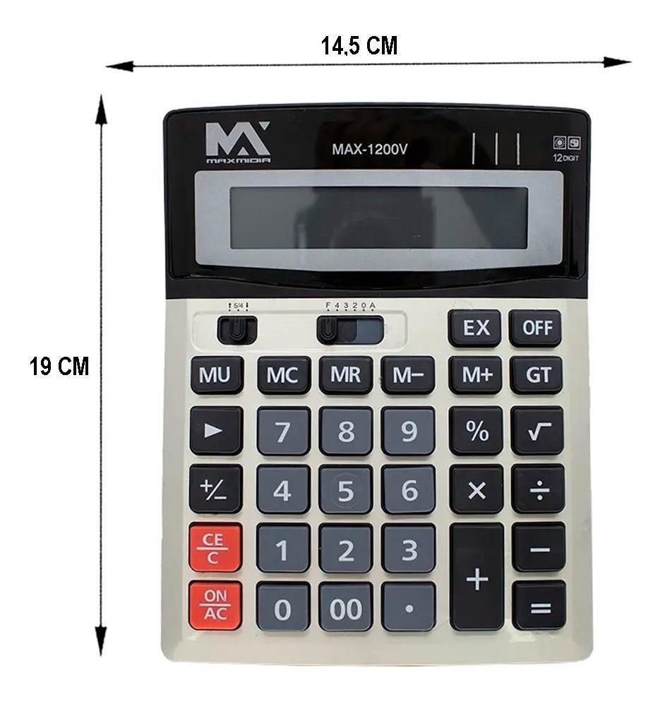 Calculadora Comercial Escritório Display 12 Dígitos Pilha Aa - 2