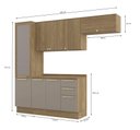 Ver imagem 3 de Armário de Cozinha Modulada Completa Reta 5 Peças 2,50m Botanic Kappesberg - Nogueira/Fendi