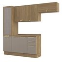 Ver imagem 2 de Armário de Cozinha Modulada Completa Reta 5 Peças 2,50m Botanic Kappesberg - Nogueira/Fendi