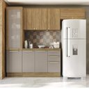 Ver imagem 1 de Armário de Cozinha Modulada Completa Reta 5 Peças 2,50m 228 Botanic Kappesberg - Nogueira/fendi