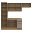 Ver imagem 4 de Armário de Cozinha Modulada Completa Reta 5 Peças 2,50m Botanic Kappesberg - Nogueira/Fendi