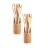 Kit 2 Conjuntos de Utensílios Cozinha Bambu Colher de Pau Jolitex Kit Cozinha em Bambú - 1